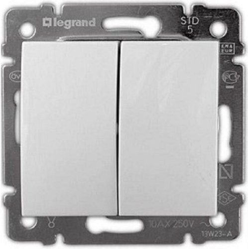 Выключатель без рамки Legrand Valena 2-кл. белый картинка